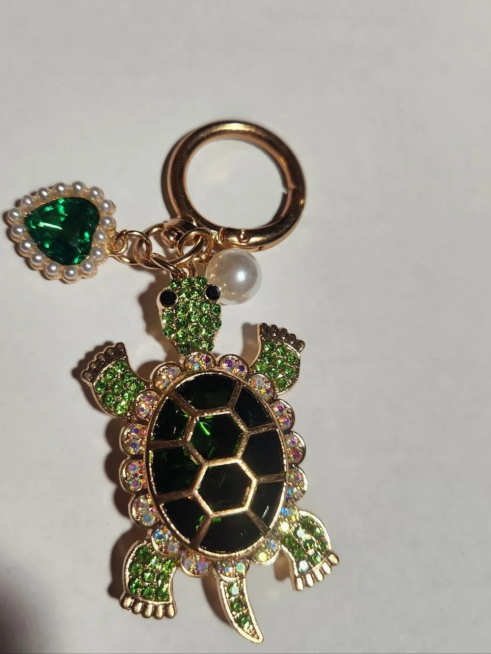 Green Turtle Stone Keychain/bag  Charm